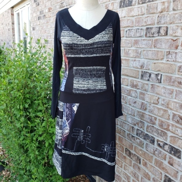 C fait pour vous long sleeve v neck dress sz 2 - Picture 1 of 8